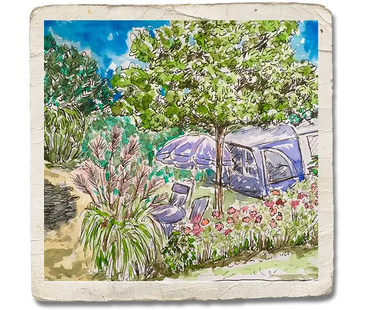 histoire aquarelle du camping